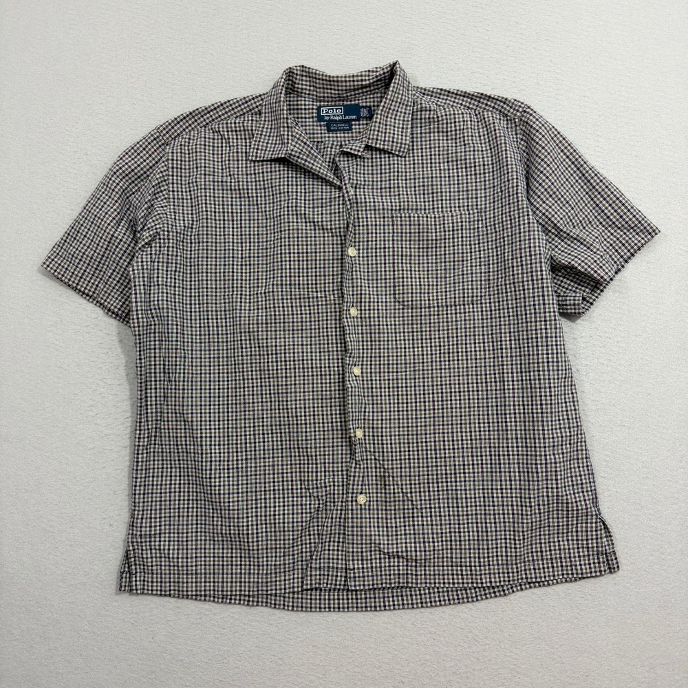 Polo Ralph Lauren Caldwell Loop Collar Shirt XL Multi Plaid Short Sleeve Camp